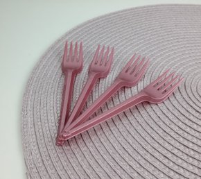 Garfo sobremesa com 50 unidades – Rosa Perolado – Bello Festas 