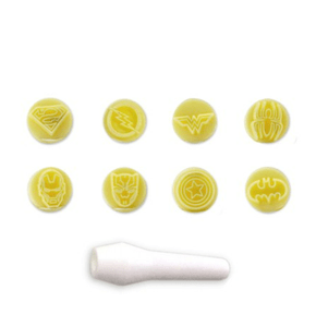 Kit Mini Carimbos Heróis Amarelo com 8 peças - BlueStar.