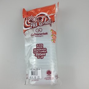 Kit Pote Quadrado com tampa 350ml – C/10 (G-378) – Galvanotek 