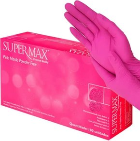 Luva Nitrílica Supermax Pink – tamanho M – 100 unidades