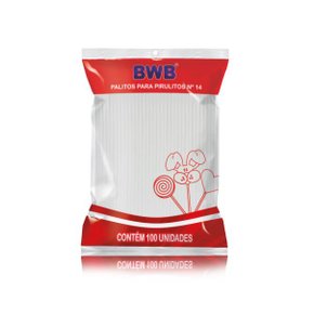 Palito para pirulito 14cm Branco – 100un – BWB