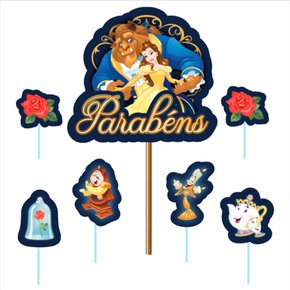 Topo decorativo para bolo E.V.A – A Bela e a Fera – Piffer
