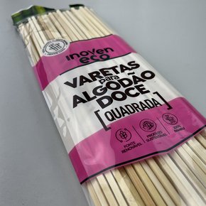Vareta quadrada p/ Algodão Doce em Bambu – 40cm (100und) - Inoven