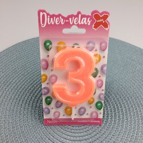 Vela Laranja Neon N°3 –– 7,5cm – Make+