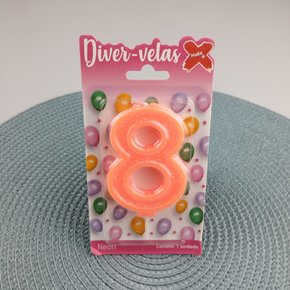 Vela Laranja Neon N°8 –– 7,5cm – Make+