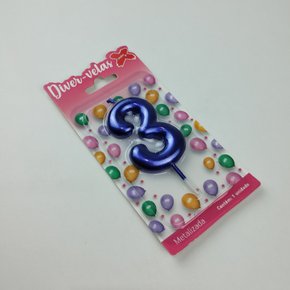 Vela Metalizada Azul - N°3 – 6cm – Make+
