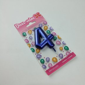 Vela Metalizada Azul - N°4 – 6cm – Make+