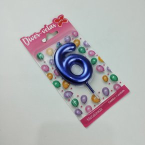Vela Metalizada Azul - N°6 – 6cm – Make+