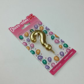 Vela Metalizada Ouro - N°? – 6cm – Make+