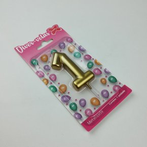 Vela Metalizada Ouro - N°1 – 6cm – Make+