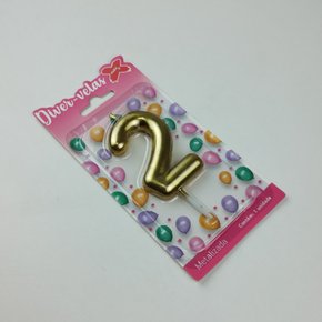 Vela Metalizada Ouro - N°2 – 6cm – Make+