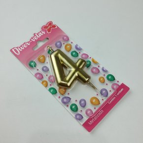Vela Metalizada Ouro - N°4 – 6cm – Make+