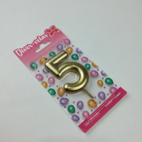 Vela Metalizada Ouro - N°5 – 6cm – Make+