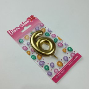 Vela Metalizada Ouro - N°6 – 6cm – Make+