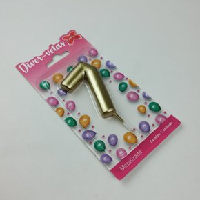 Vela Metalizada Ouro - N°7 – 6cm – Make+