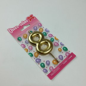Vela Metalizada Ouro - N°8 – 6cm – Make+