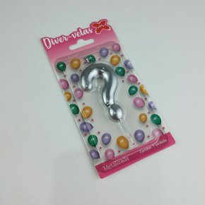 Vela Metalizada Prata - N°? – 6cm – Make+