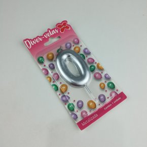 Vela Metalizada Prata - N°0 – 6cm – Make+