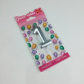 Vela Metalizada Prata - N°1 – 6cm – Make+
