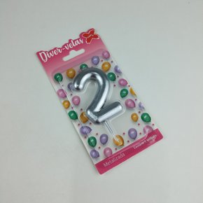 Vela Metalizada Prata - N°2 – 6cm – Make+