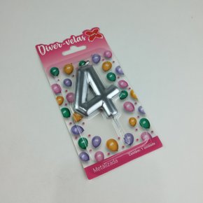 Vela Metalizada Prata - N°4 – 6cm – Make+