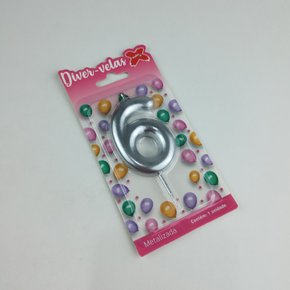 Vela Metalizada Prata - N°6 – 6cm – Make+