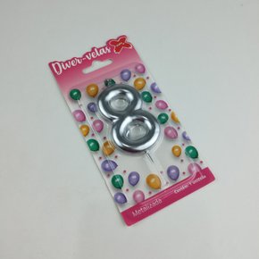 Vela Metalizada Prata - N°8 – 6cm – Make+