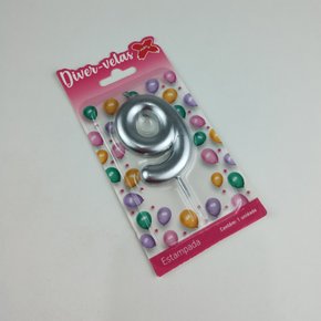 Vela Metalizada Prata - N°9 – 6cm – Make+