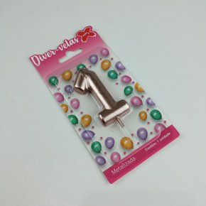 Vela Metalizada Rose Gold - N°1 – 6cm – Make+