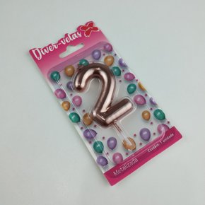 Vela Metalizada Rose Gold - N°2 – 6cm – Make+