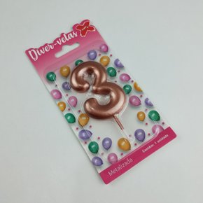 Vela Metalizada Rose Gold - N°3 – 6cm – Make+