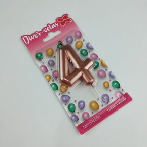 Vela Metalizada Rose Gold - N°4 – 6cm – Make+