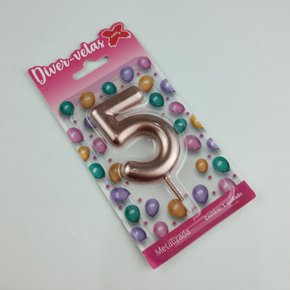 Vela Metalizada Rose Gold - N°5 – 6cm – Make+