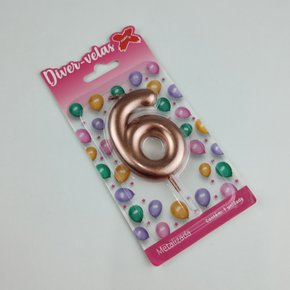 Vela Metalizada Rose Gold - N°6 – 6cm – Make+