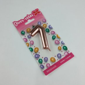Vela Metalizada Rose Gold - N°7 – 6cm – Make+