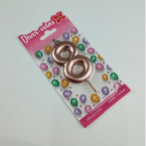 Vela Metalizada Rose Gold - N°8 – 6cm – Make+