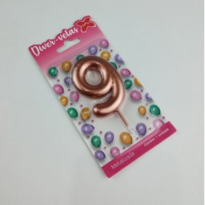 Vela Metalizada Rose Gold - N°9 – 6cm – Make+