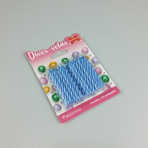 Vela Palitinho Espiral 6cm – Azul Listrado – 24un - 6cm – Make+