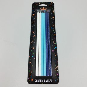 Vela Silver Palito Gigante 15cm – Azul e branca– Silver Festas