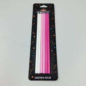 Vela Silver Palito Gigante 15cm – Rosa e branca – Silver Festas
