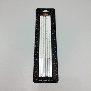 Vela Silver Palito Gigante 17cm – Branca C/Dourado – Silver Festas
