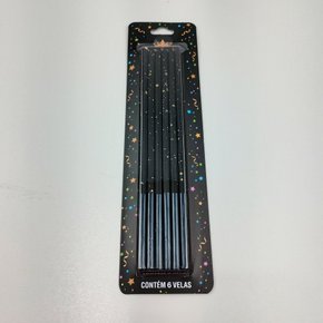 Vela Silver Palito Gigante 17cm – Preta C/Dourado – Silver Festas