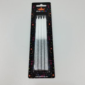 Vela Silver Palito Gigante – Branca C/Prata – Silver Festas
