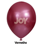 Balão de látex 14 pol. Cromado Metálico Vermelho - 12 unidades – Joy