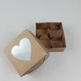 Caixa Kraft Coração com visor (4 doces) – unidade – CTBOX
