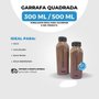 Garrafa Quadrada 500ml PET com Tampa Lacre Preta – 4 Unidades   
