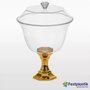 Taça Diamante Cristal com Tampa e Base Dourada 1250ml – Festplastik 