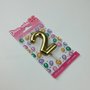 Vela Metalizada Ouro - N°2 – 6cm – Make+